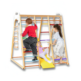 DORTALA 8-in-1 Kids Jungle Gym Playset — Wooden Montessori Climber with Slide, Swing & Monkey Bars